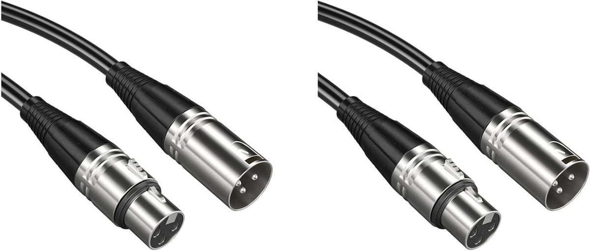XLR Kabels - Microfoon Audiokabel - Muziek Opnemen - Koperen Geleiders - 2x 1.5 Meter - Zwart