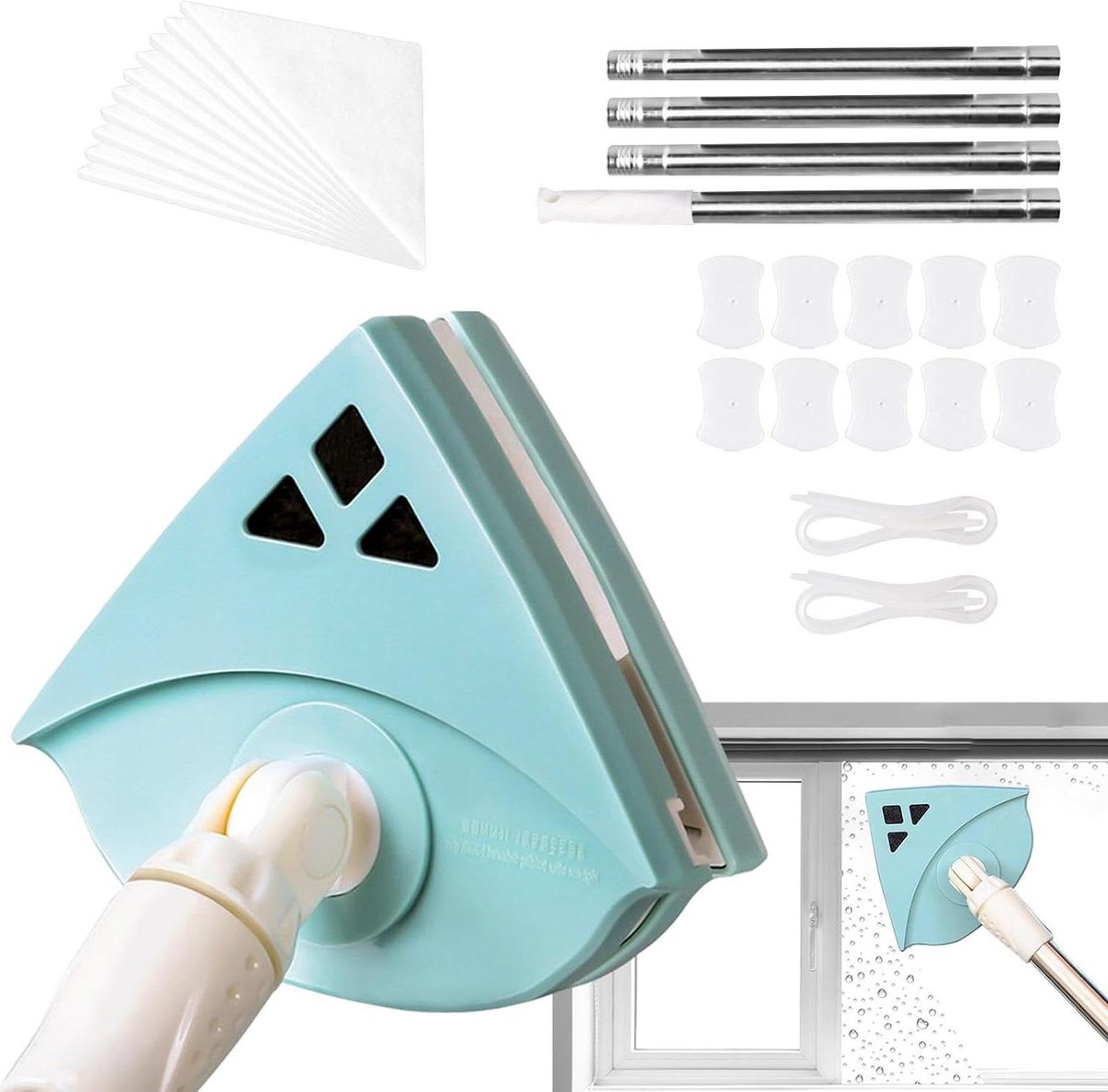 Raamwisser - Magnetische Cleaner - Ramen Zemen - Dubbelzijdig Schoonmaken - Tot 36mm Glasdikte - Blauw