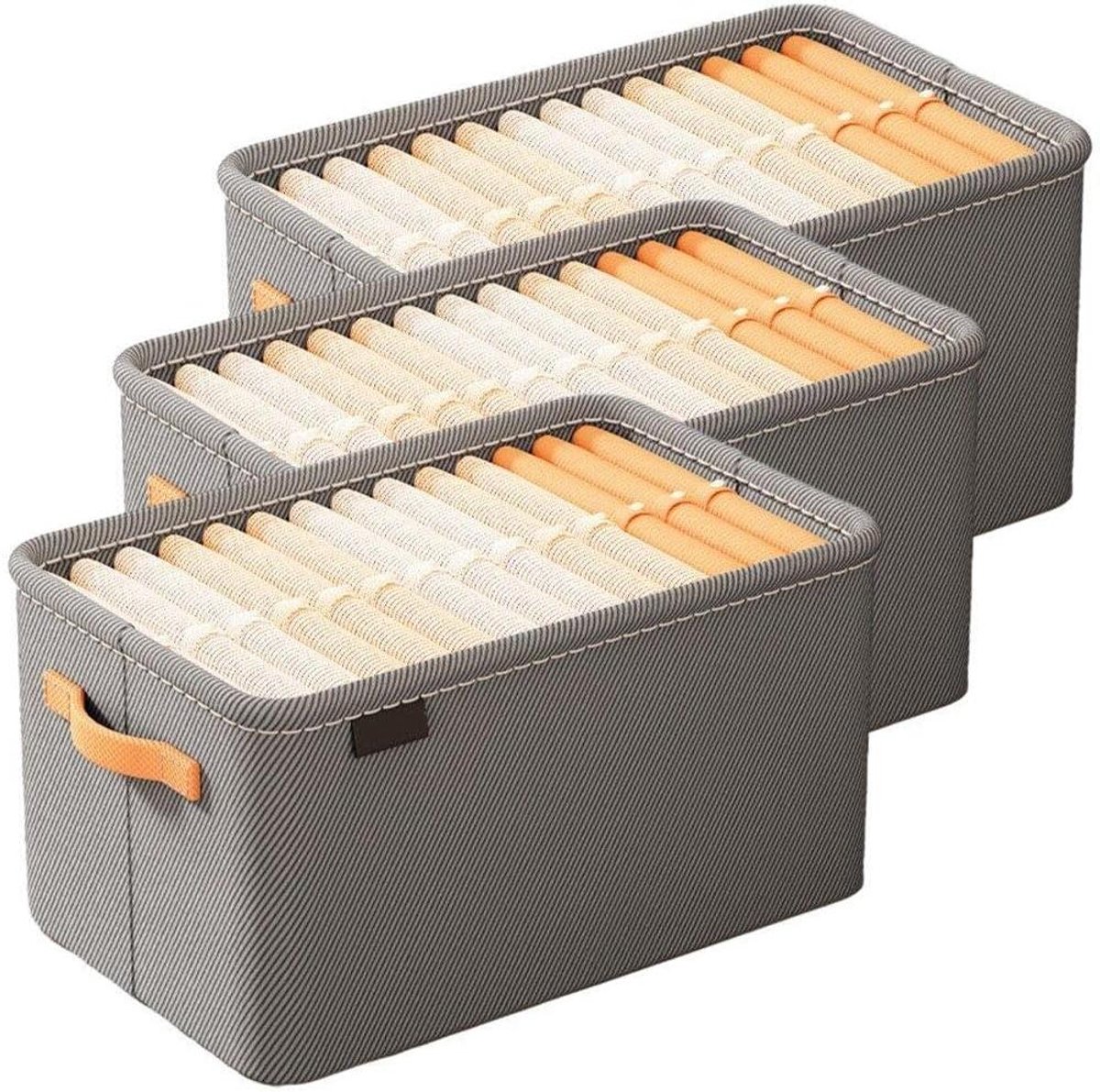 Kleding Organizer - Garderobe Opslag - Kast Ruimte - Opvouwbaar Stapelbaar - 3 Stuks - Grijs
