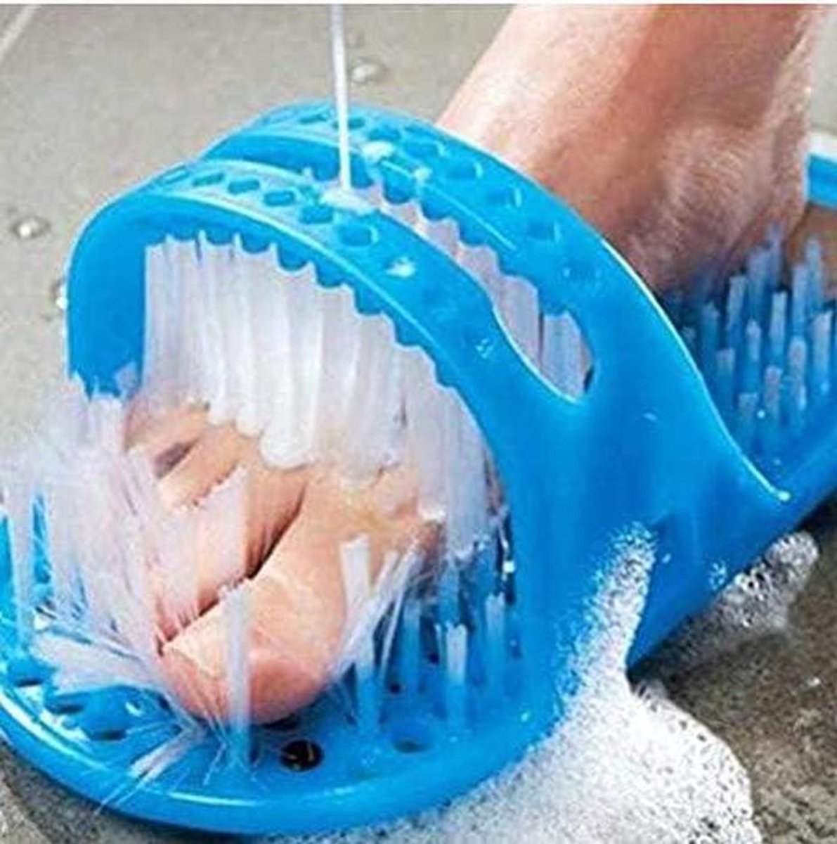 Douche Borstel - Voet Scrubber - Voeten Reinigen - Zonder Buigen - 28cm Lengte - Blauw