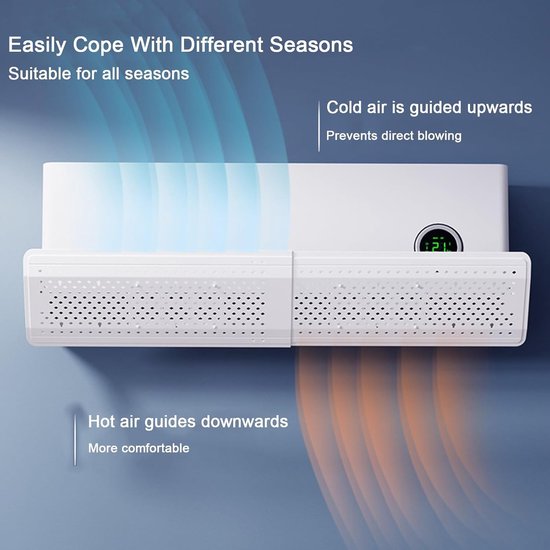 Airco Winddeflector - Verstelbare Beugel - Comfortabele Luchtstroom - Zuignap Installatie - 58-104 cm Intrekbaar - Wit — afbeelding 3