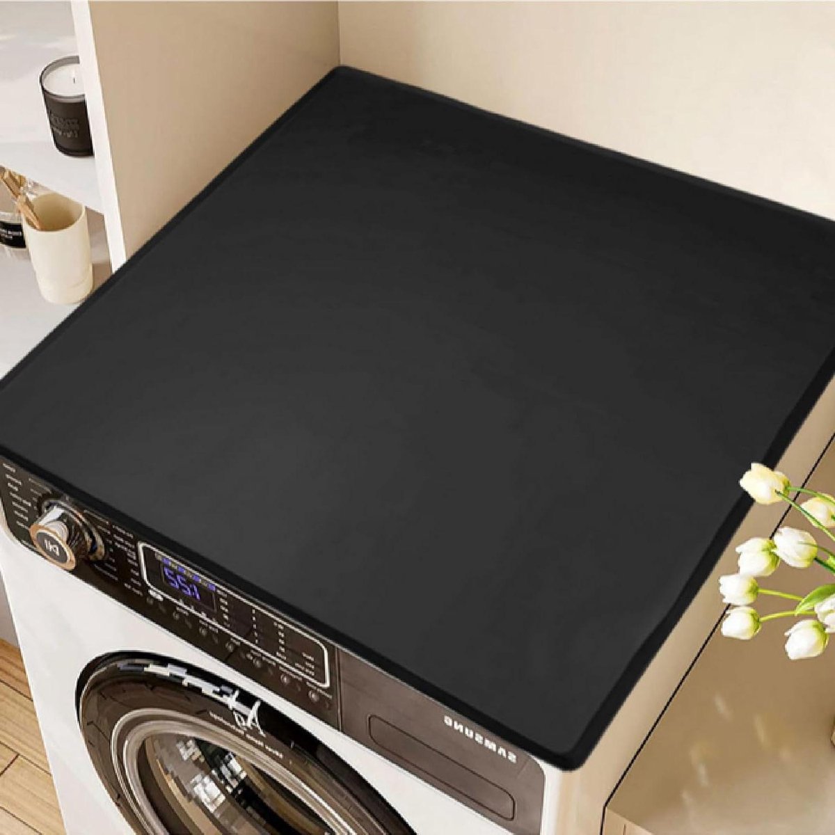 Wasmachine Deksel - Apparaat Mat - Apparaten Beschermen - Verhoogde Randen - 50x60cm - Zwart