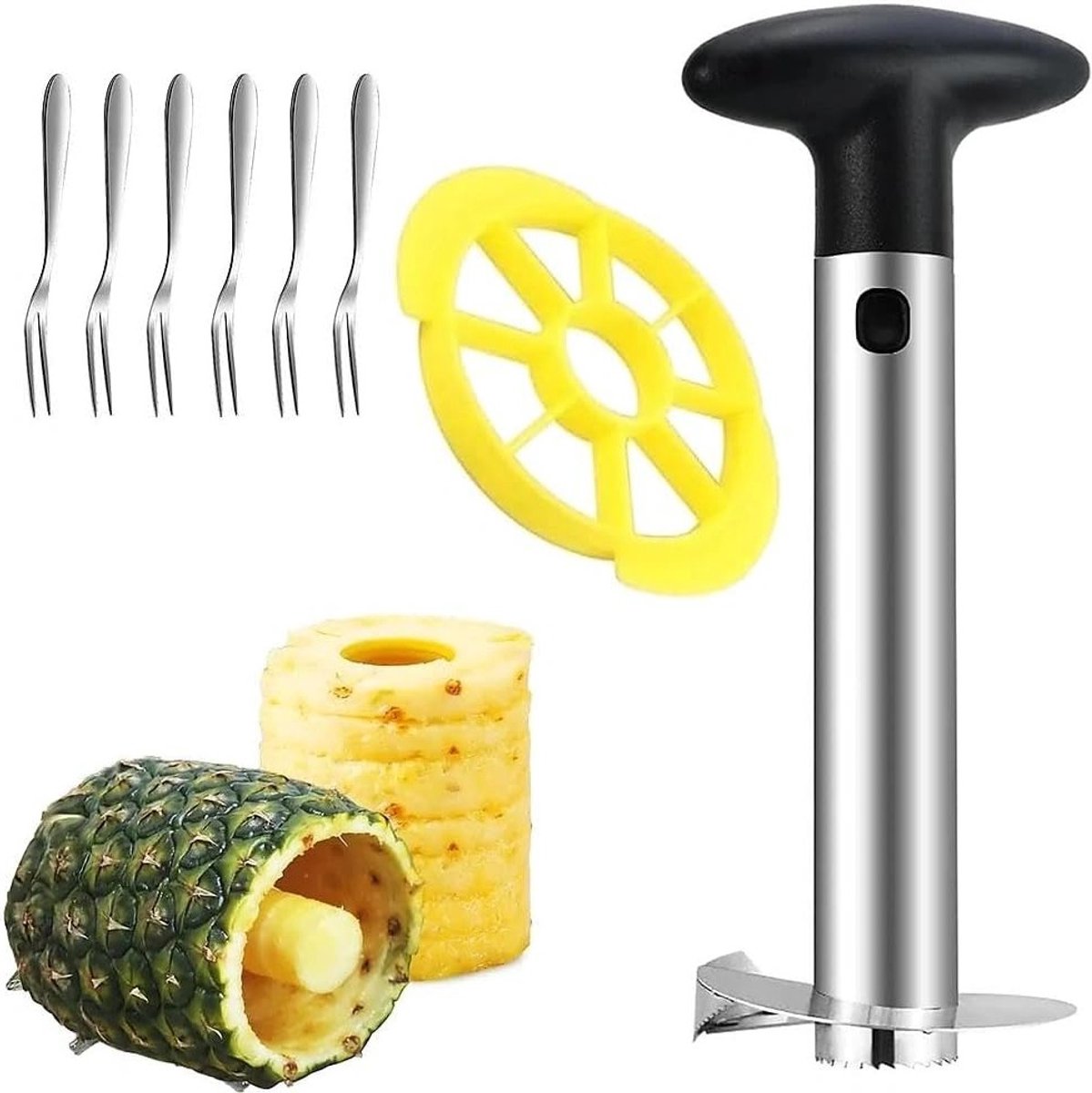3-in-1 Ananas Snijder en Schiller van RVS, Afwasmachinebestendig, Ananas Kernverwijderaar voor Keuken en Thuis