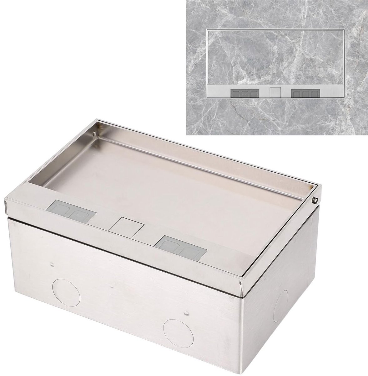 Inbouw Vloersocket 4000W - Verzonken Plafondstopcontact met 3 * 16A - Roestvrijstalen Vloersocket voor Thuis, Hotel en Schoolgebruik