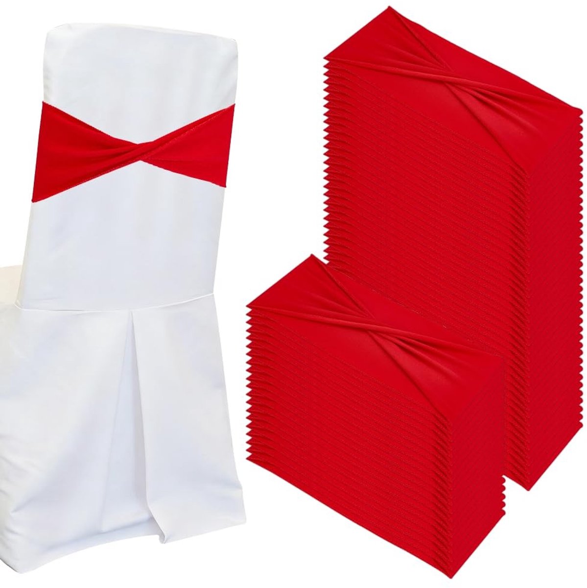Cosensi - Dailygoods - Set van 60 Rode Spandex Stoel Sjerpen voor Decoratie