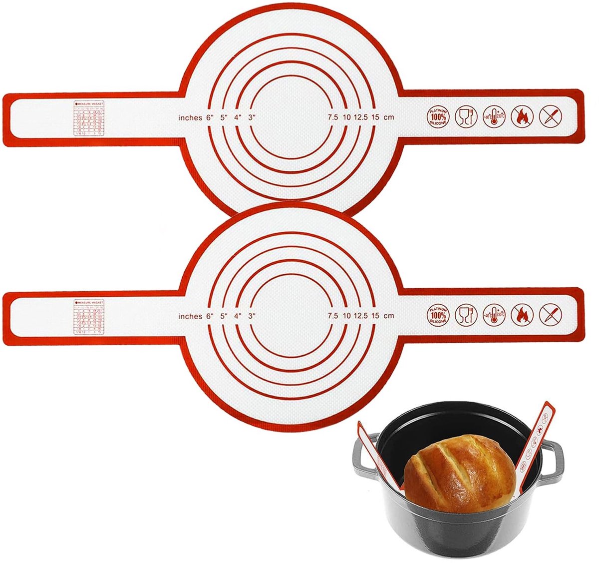Cosensi - Dailygoods - Set van 2 Siliconen Broodbakmatten voor de Dutch Oven