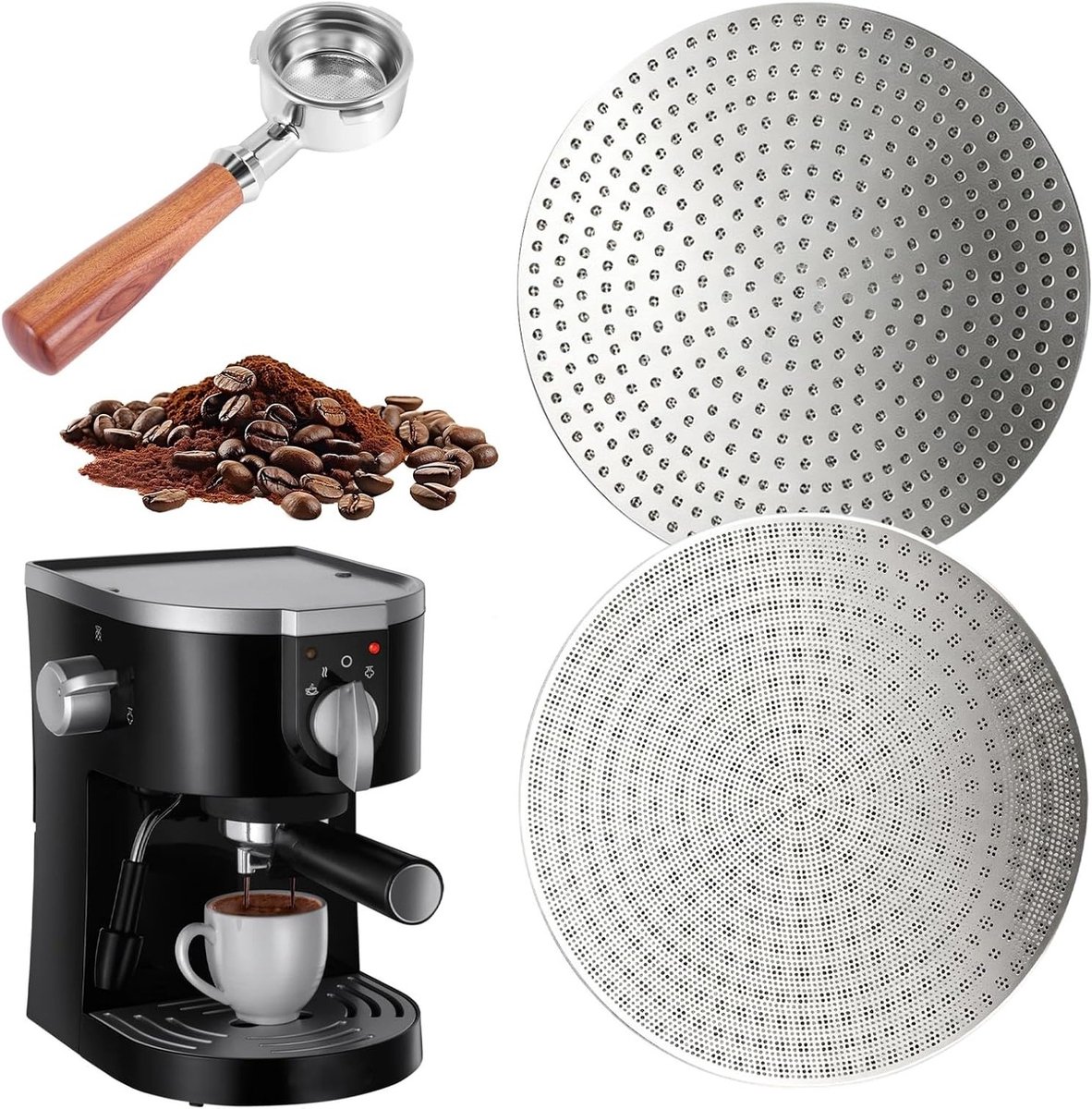 Herbruikbare koffiefilters voor portafiltermanden - 2 verpakkingen van 51 mm, 0,8 mm dikke Puck zeef van roestvrij staal, perfect voor espressomachines en milieuvriendelijk gebruik