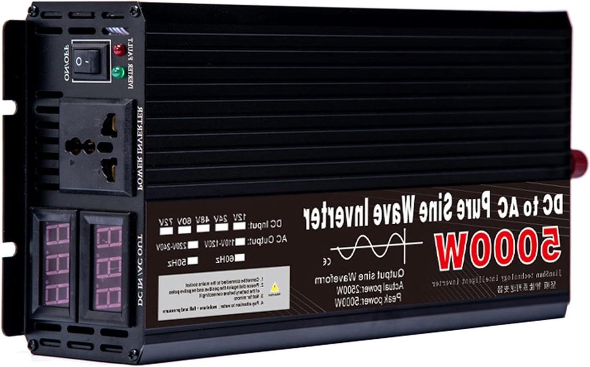 Stroomomvormer - Spanningsomvormer - Apparaten Aansluiten - Zuivere Sinusgolf - 5000W - Zilver