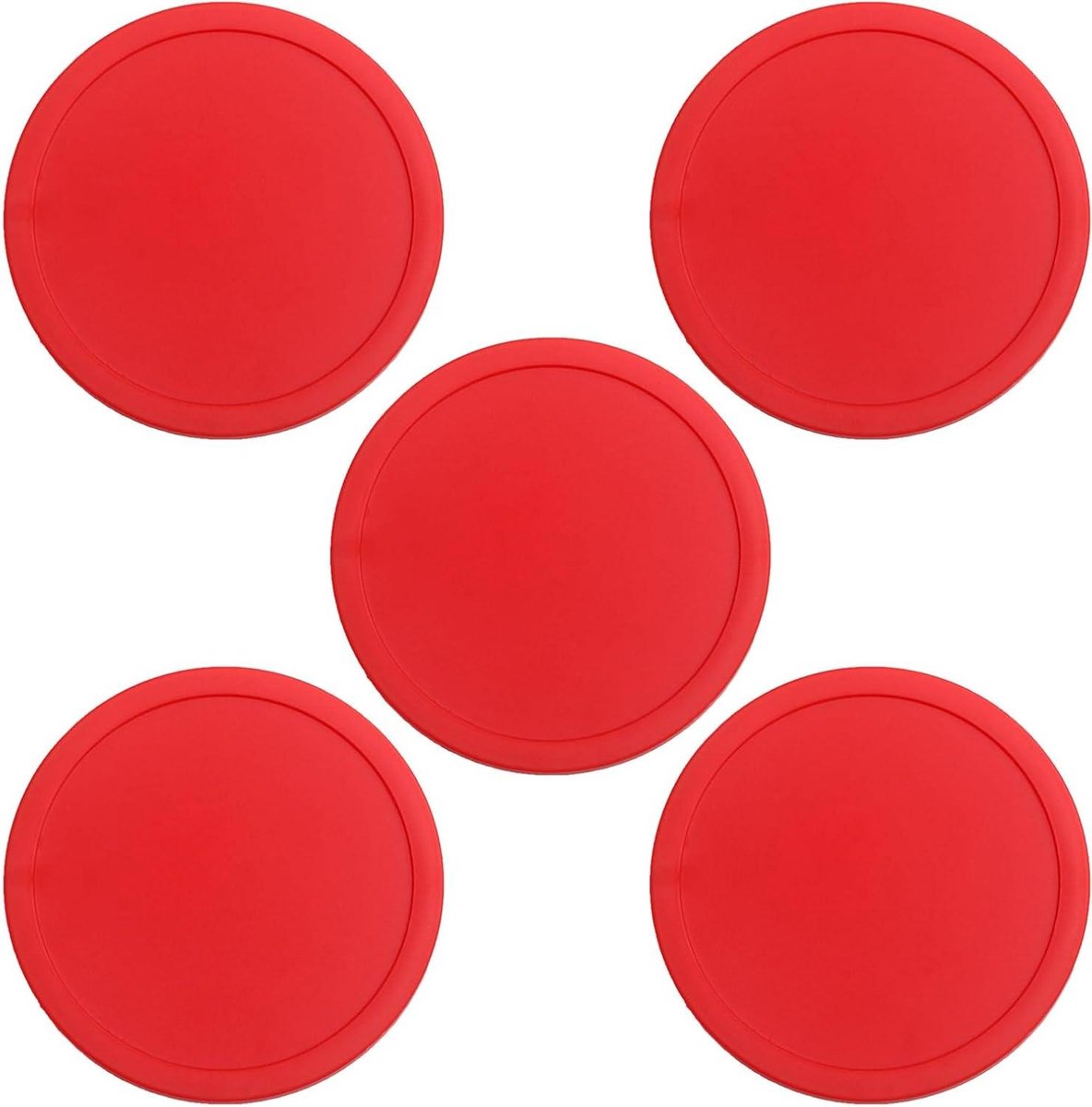 Airhockey Pucks - Tafelspel Accessoires - Spelplezier Vergroten - Duurzaam Slijtvast Materiaal - 5 Stuks - Rood