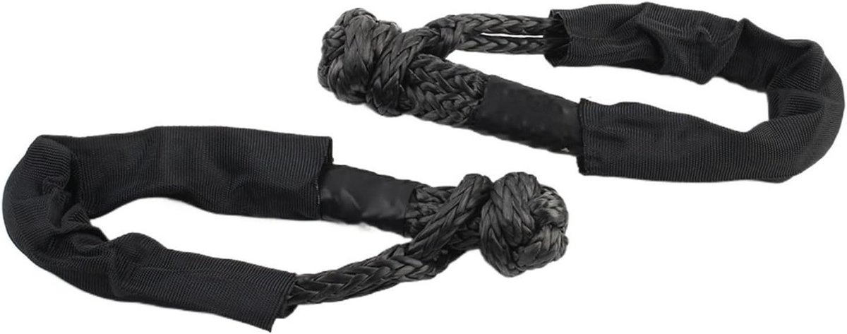 Synthetisch Lier Touw - Herstel Bandjes - Voertuigen Verplaatsen - Hoge Breeksterkte - 2 Stuks 1/2" - Zwart