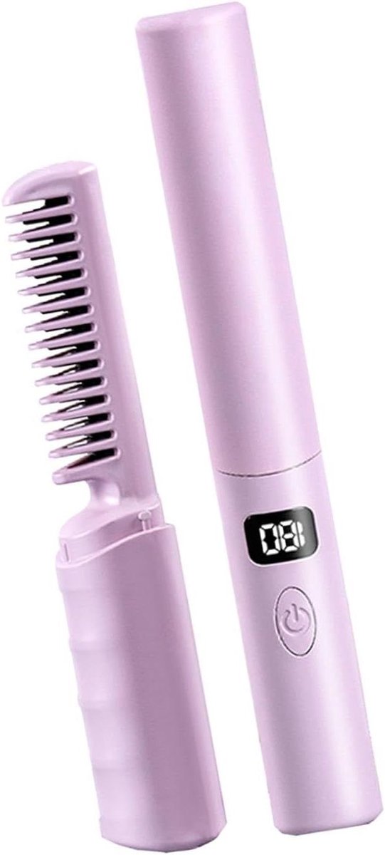 Draadloze Stijltang - Haarstyling Tool - Haar Modelleren - 3 Temperatuurstanden - Compact Forma - Paars