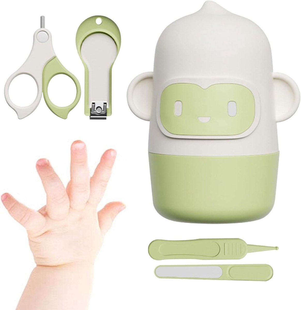 Baby Nagelset - Kind Verzorging - Veilig Knippen - Ergonomisch Ontwerp - Compacte Etui - Groen