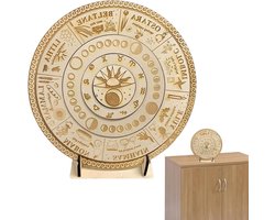 PRIMUZ Wheel of the Year Bord, Wishing Rod Board, Astrologie Bord Met Stand, Decoratief Heidse Vakantie Ornament, Houten Bord, Kalender, Wishing Rod Astrologie Voor Yoga-studio's, Me