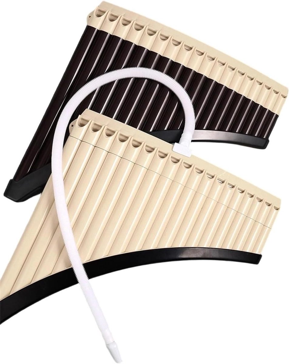 Panfluit - Muziekinstrument - Muziek Maken - Gebogen Ontwerp - 35 x 29 x 6 cm - Off-brown