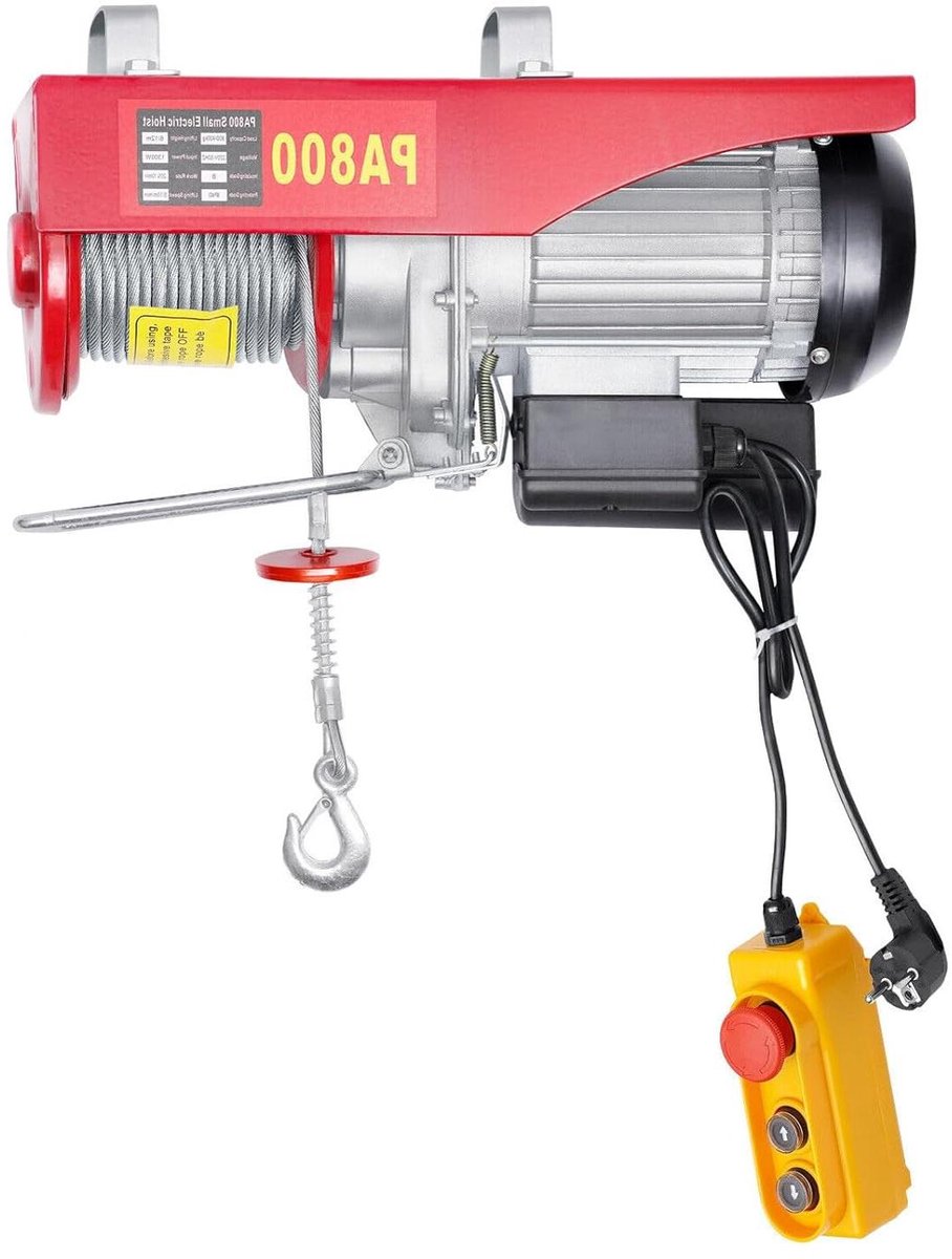 Elektrische takel - Kettinglier motor - Zware lasten tillen - Noodstop functie - 800 kg capaciteit - Grijs
