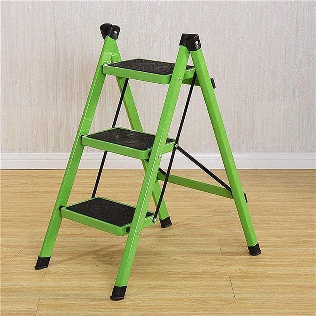 DASHADAO Indoor klimkruk, draagbare stapkruk antislip 3 voet trap ladder staal opvouwbare stapkruk met breed platform voor huishouden en kantoor (A)