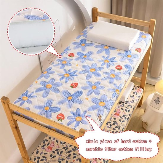 Japanse Futon Matras - Zachte Vloerbedekking - Comfortabel Slapen - Opvouwbaar Ontwerp - 180x200cm - Blauw — afbeelding 4