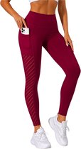 SparkNine Novawave sportlegging dames - squatproof - ademend - met zakken - L - rood - mesh panelen - elastisch & stijvol