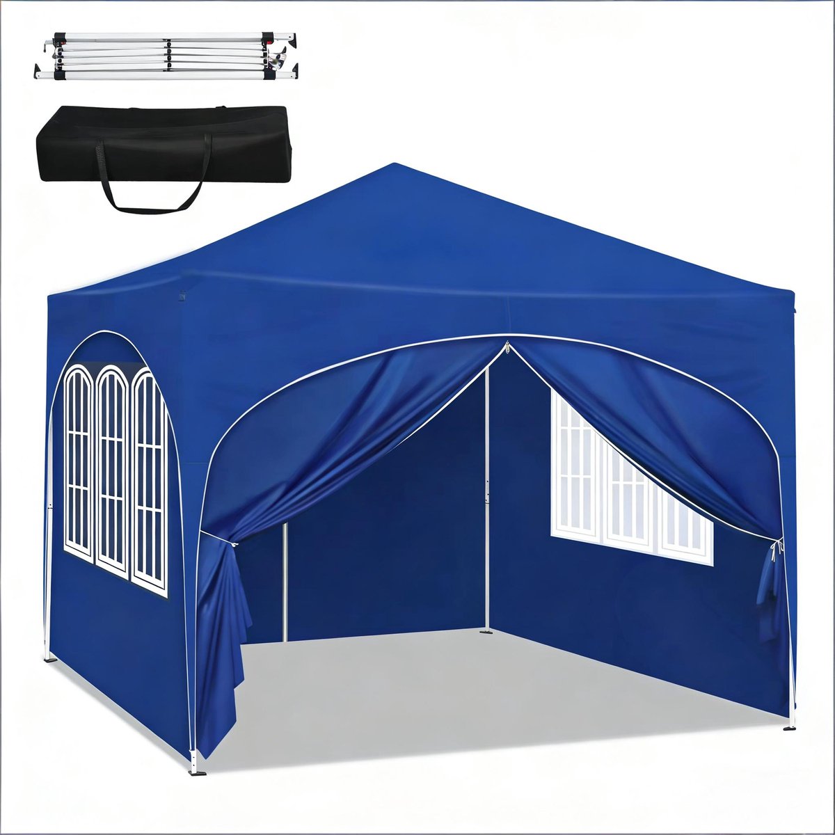 Opvouwbaar Easy-Up Partytent - Premium easy-up Partytent - Waterdicht - UV Bescherming - Metalen frame - Geschikt voor Familiebijeenkomsten, picknicks, sportevenementen, rommelmarkten, barbecues, strandactiviteiten - Blauw