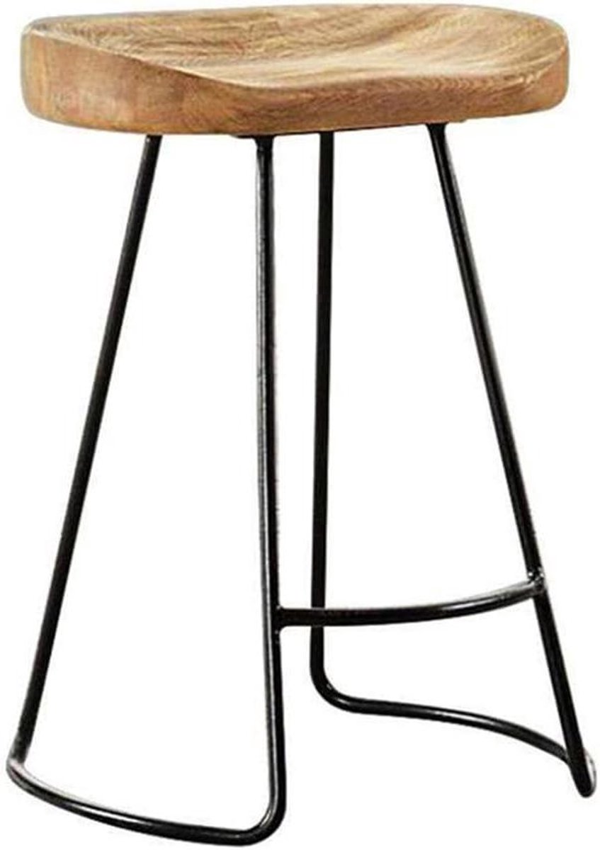 Barkruk - Hoge stoel - Aanrecht Zitten - Massief Hout - 75 cm - Natuurlijk Hout