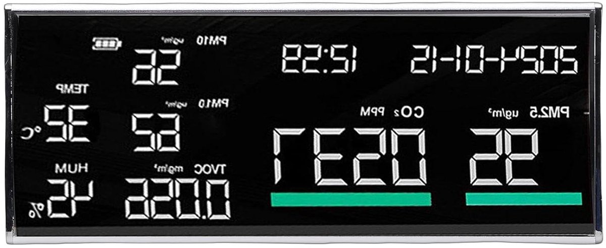 Luchtkwaliteitsmeter - Binnenlucht Monitor - Gezond Wonen - Realtime Data - 3000mAh Batterij - Zwart