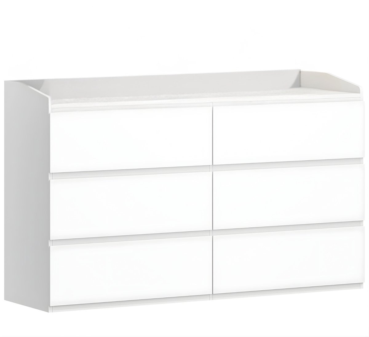 Happiq Ladekast – Voor Slaapkamer & Woonkamer – 6-Laden Kast met Werkblad, Moderne Stijl – Ivoor White