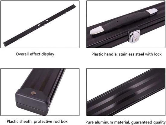 Biljartkeu Tas - Snooker Keu Koffer - Keu Beschermen - Vergrendelbaar Aluminium - 120 cm - Zwart — afbeelding 4