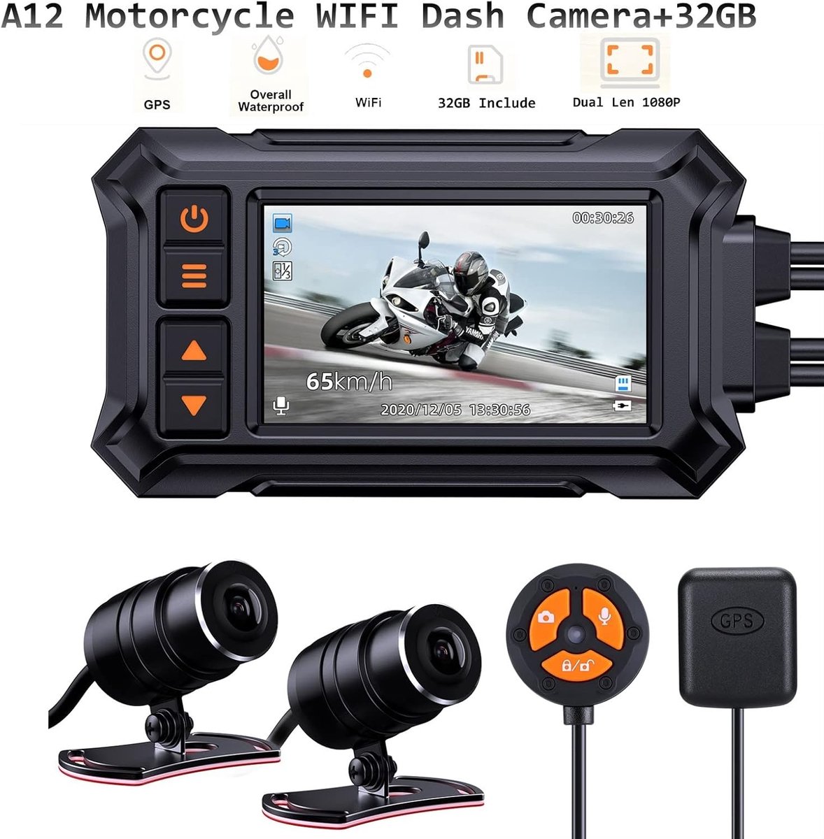 Motorfiets Dash Cam - Video Recorder - Veilig Rijden - HD Dubbele Lens - 32 GB - Zwart – foto 6