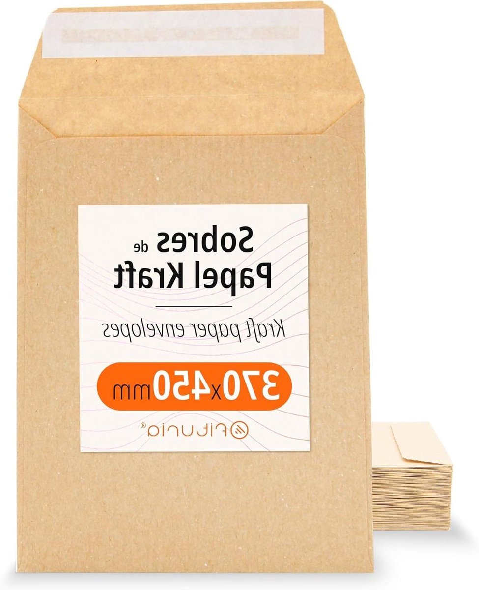 Kraft Enveloppen - Verpakkingen Cadeaus - Uitnodigingen Versturen - Scheurvast en kreukvrij - 370 x 450 mm - Natuurlijk Bruin