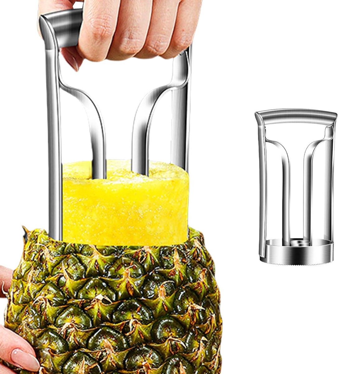 Ananas Kernverwijderaar - Fruit Snijder - Fruit Voorbereiden - Roestvrij Staal - Groot - Zilverkleurig