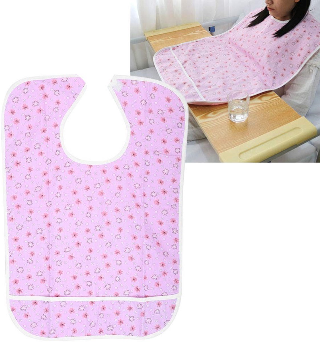 Dailygoods - Dailygoody - Waterdichte Lange Slabben - Herbruikbare Eetbescherming - Roze 45 x 65 cm - Vlekbestendig Schort - Geschikt voor Senioren
