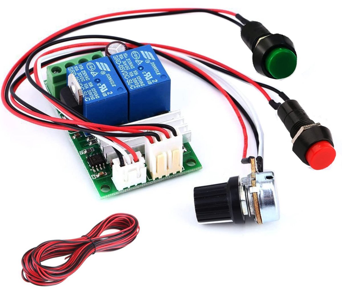Dailygoods - Dailygoody Motortoerentalregelaar - 6V 12V 24V DC - 3A Verstelbaar - Omkeerbare Schakelaar - Ideaal voor DC-Motoren - Compact Formaat