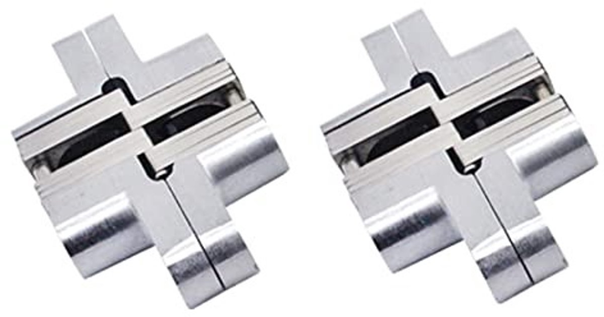 Dailygoods - Dailygoody - Roestvrij staal verborgen kruisscharnier - Onzichtbare vouwdeur scharnier - Duurzaam en roestbestendig - 25 x 118 mm - Kastdeurscharnier