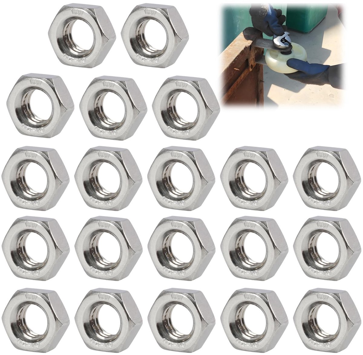 Dailygoods - Zeskantmoeren M6 - 20 Stuks Roestvrij Staal