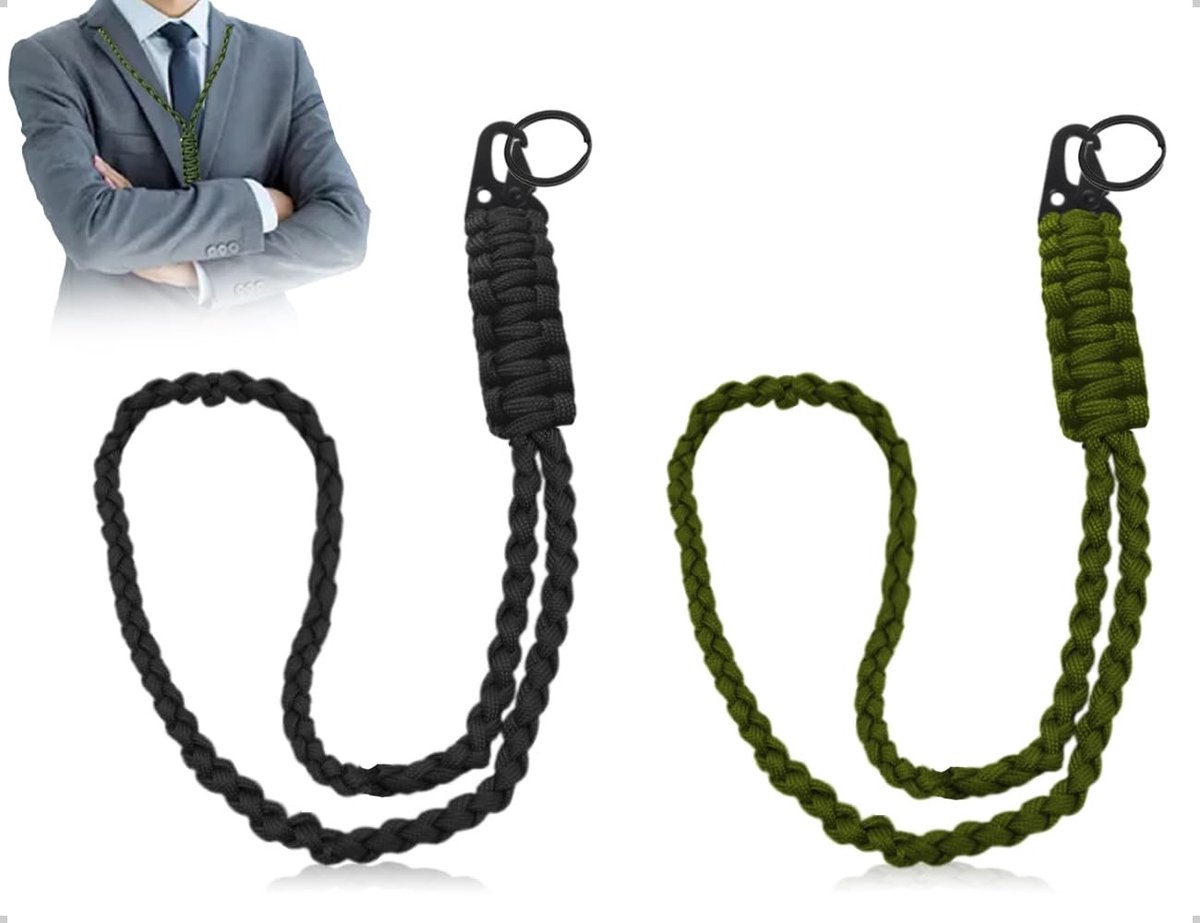 Dailygoods - Paracord Sleutelhanger Set met Karabijnhaak (2 Stuks)