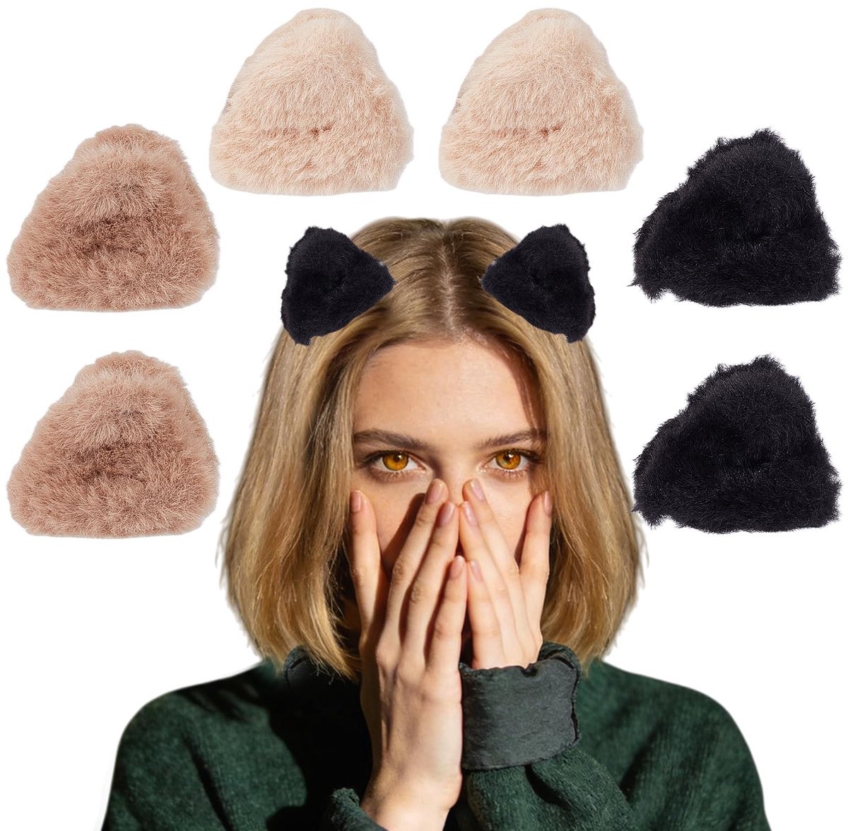 Dailygoods - Set van 6 Pluche Kattengouden Haarspelden voor Vrouwen