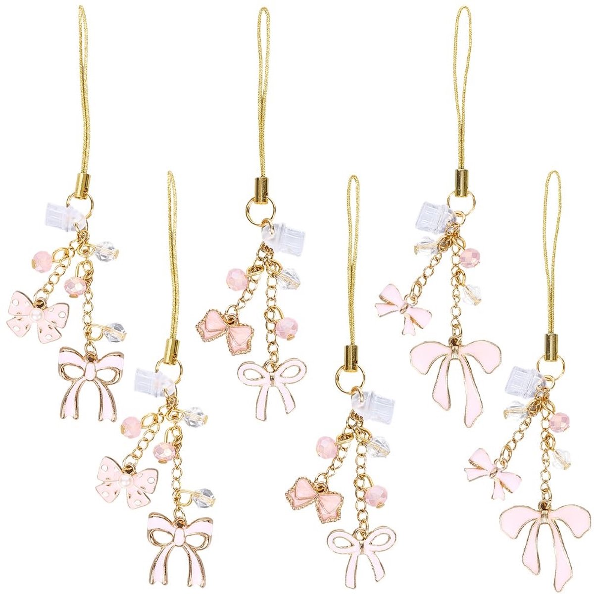 Dailygoods - 6 Stuks Roze Boog Stofpluggen voor Telefoons