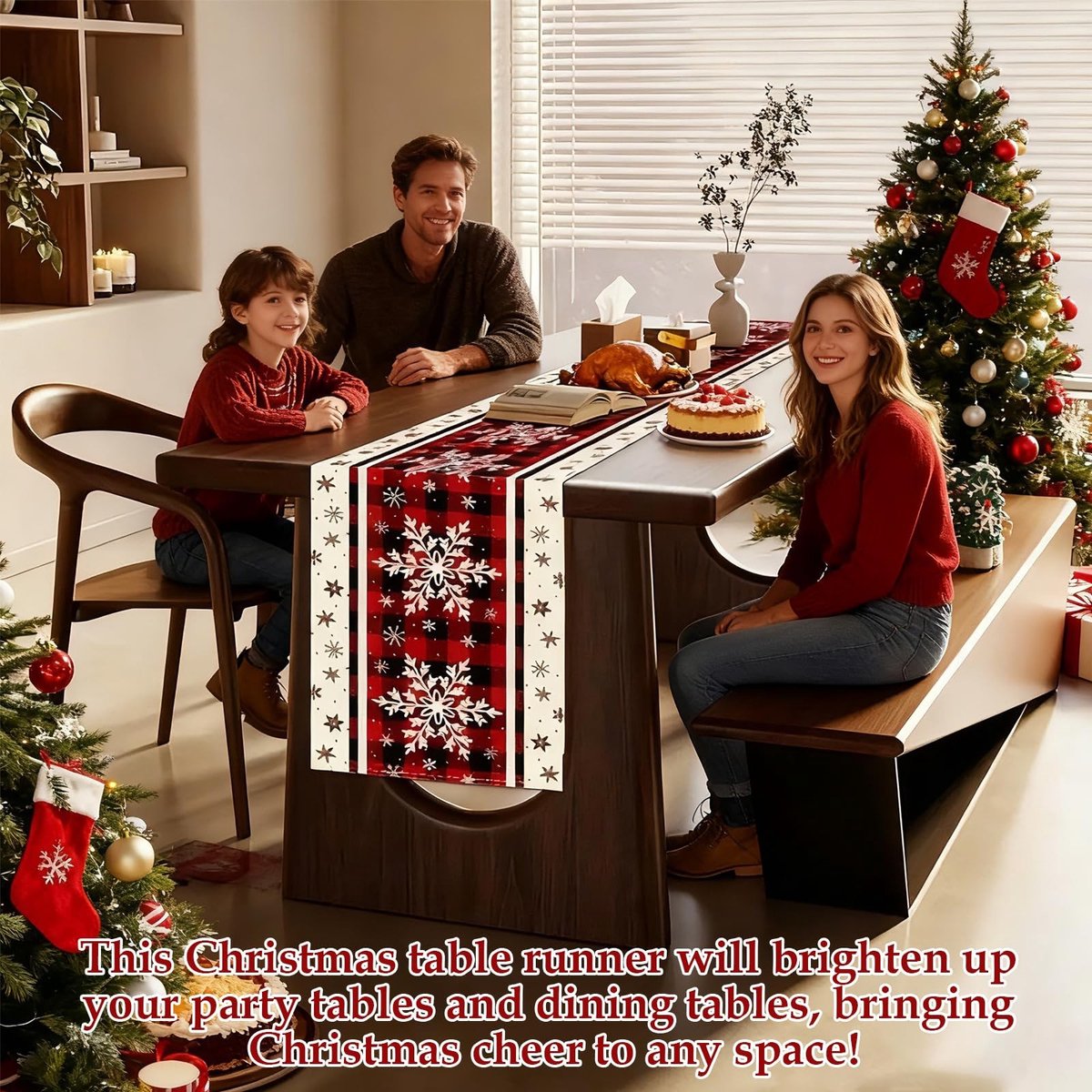 Dailygoods - Kerst Tafelloper met Sneeuwpop Design