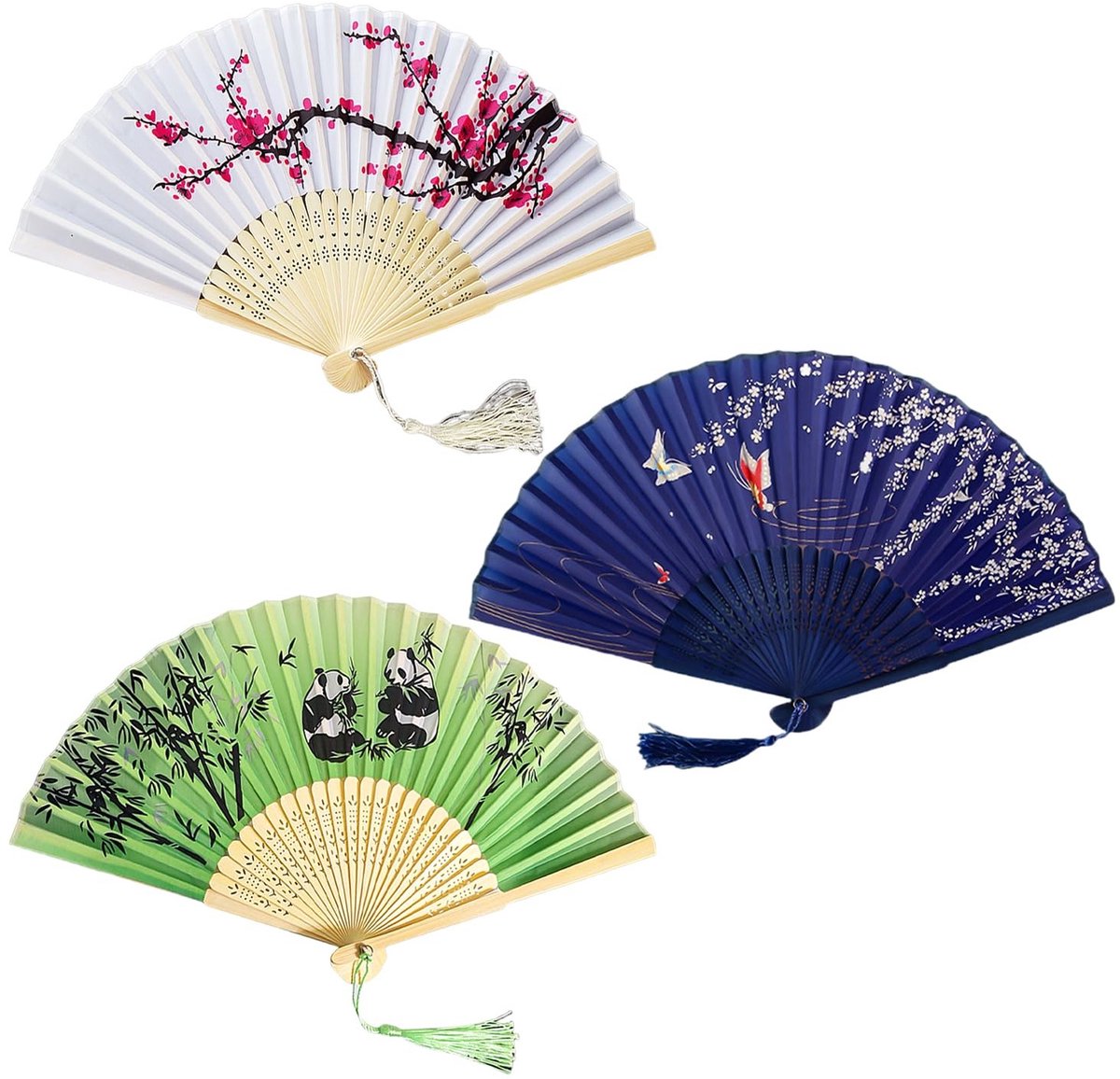 Dailygoods - Set van 3 Chinese Vouwfans voor Decoratie en Fotografie