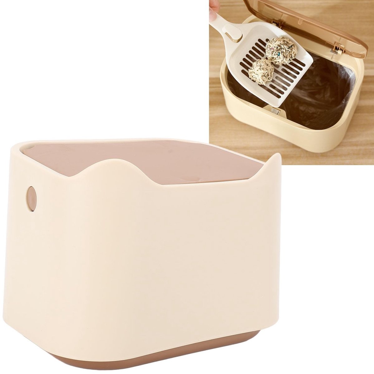 Dailygoods - Multifunctionele Mini Kattenafvalbak met Geurdempende Deksel