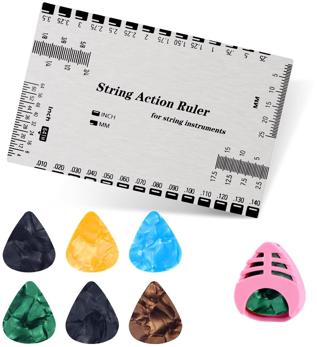 Dailygoods - Gitaar Snaar Hoogte Meter met Picks en Organizer