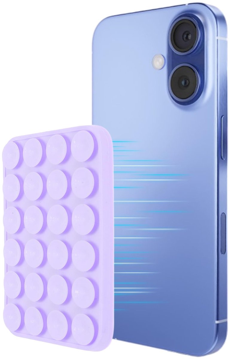 Dailygoods - Magnetische Zuignaphouder voor Smartphone met Antislip Grip Lichtpaars