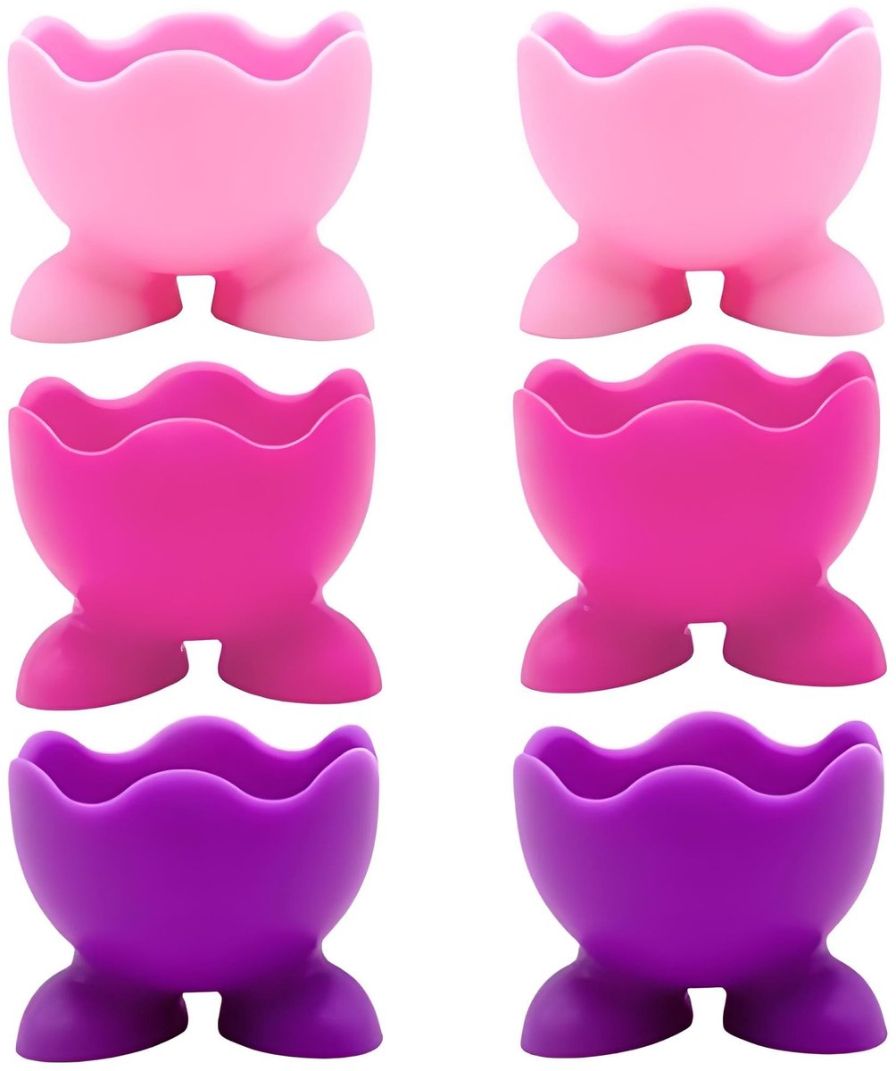 Dailygoods - Set van 6 Gekleurde Siliconen Eierdopjes voor Ontbijt