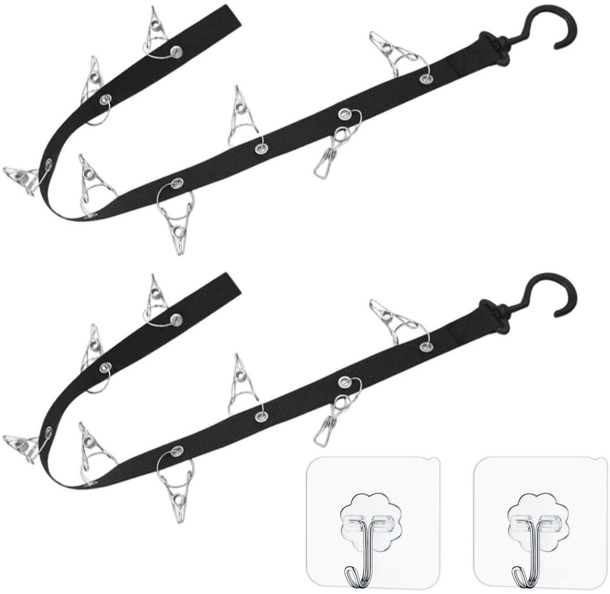 Dailygoods - Lange Hoedenhouder met 16 Clips voor Wandopslag