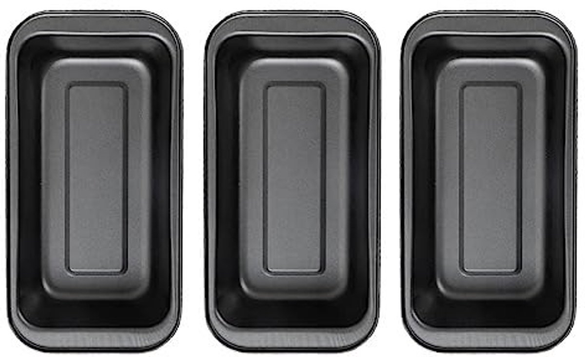 Dailygoods - Set van 3 Rechthoekige Cake- en Broodpannen van Koolstofstaal