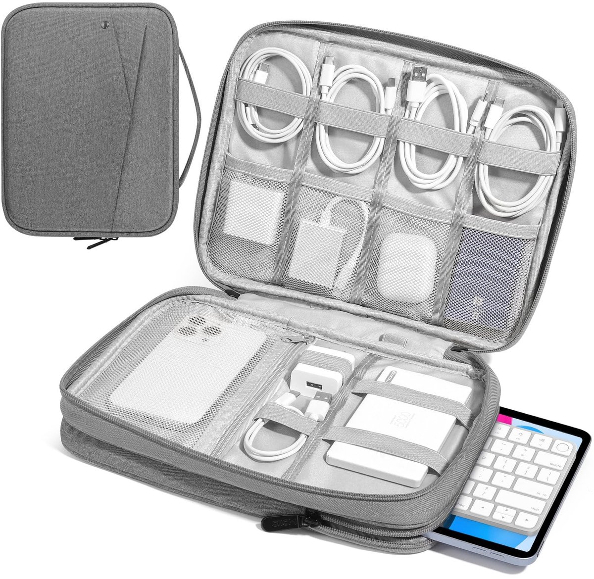 Dailygoods - Tablet Sleeve Bag voor 11 Inch iPad Pro en Air met Handvat, Lichtgrijs