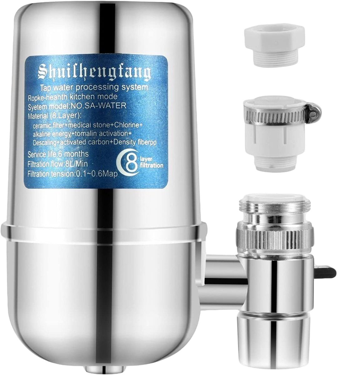 Dailygoods - Waterfilter Kraan met 8-laags Drinkwaterfilter voor Gezond Leidingwater