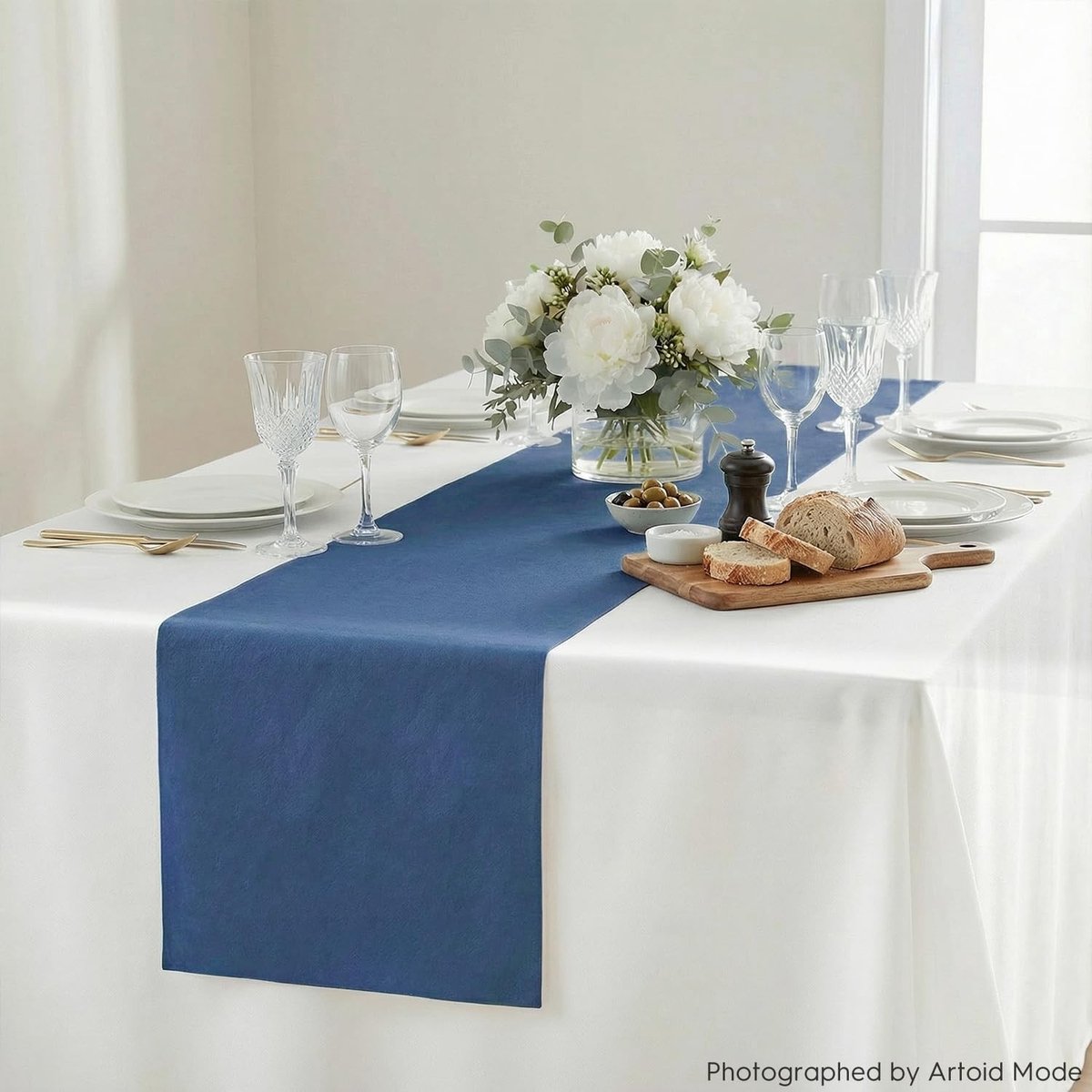 Dailygoods - Grijsblauwe Niet-Geweven Tafelloper 30 cm x 25 m voor Feestdecoratie