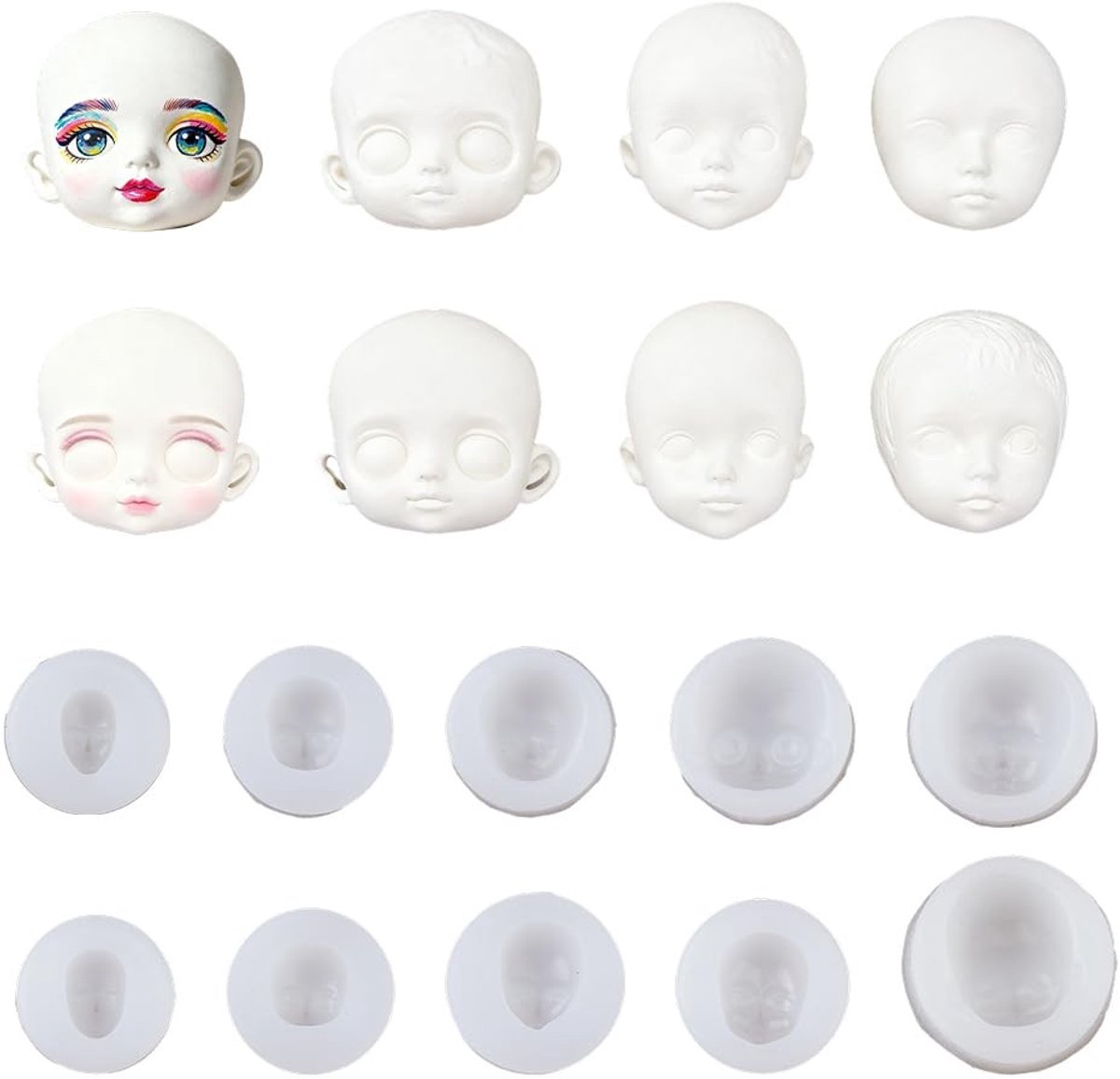 Dailygoods - 10 Stuks Siliconen Vormen voor Menselijk Gezicht Decoraties