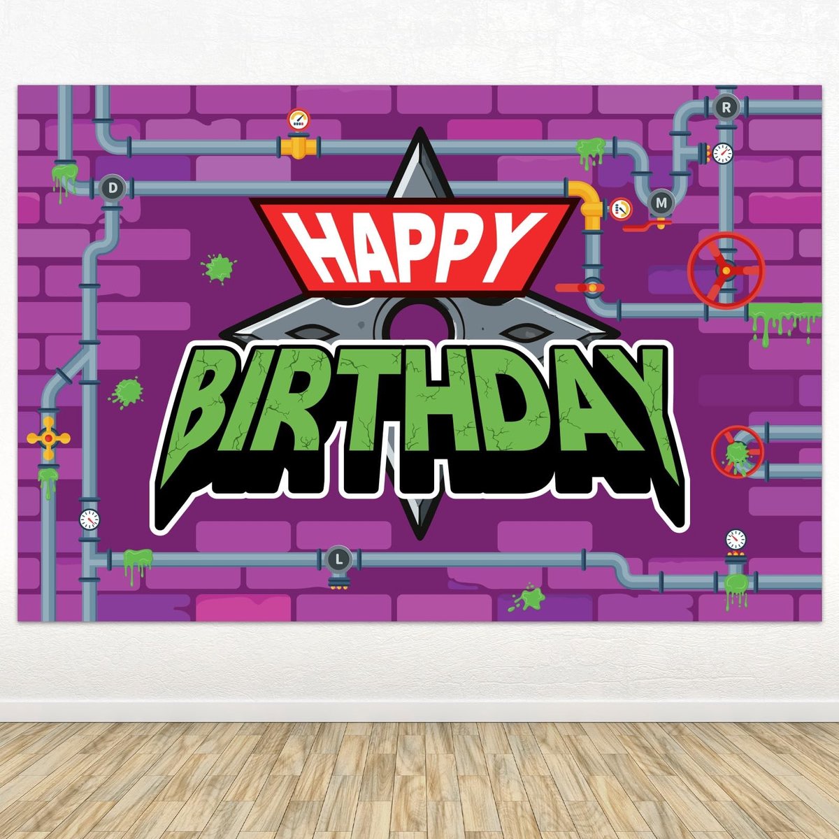 Dailygoods - Schildpad Verjaardagsfeest Achtergrond 1,5x1m voor Feestdecoratie